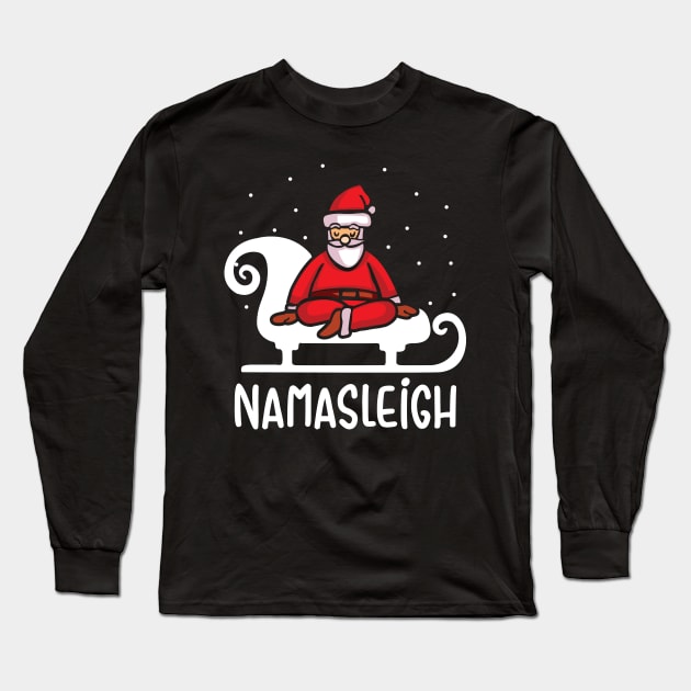 Namasleigh Yoga Funny Christmas Sweater Long Sleeve T-Shirt by KsuAnn